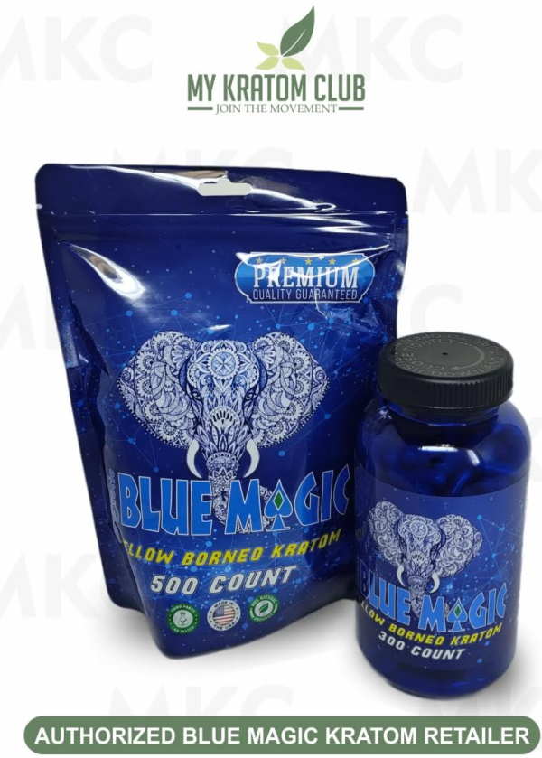 Blue Magic Yellow Borneo Kratom Capsules (2 Sizes)