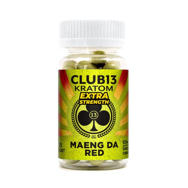 Club 13 Maeng Da Red Kratom Capsules (Extra Strength) (Jumbo 975mg capsules)