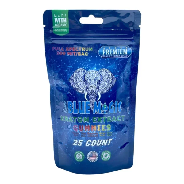 Exotic Blue Magic Kratom Extract Gummies, Full Spectrum, 500 MIT/BAG, Premium Quality Guaranteed