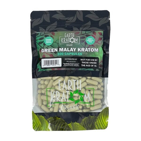 Green Malay Capsules by Earth Kratom (300 Count)