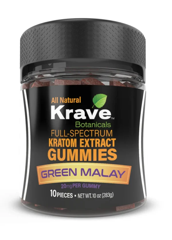 Krave Botanicals Full Spectrum Kratom Extract Gummies – Green Malay Strain