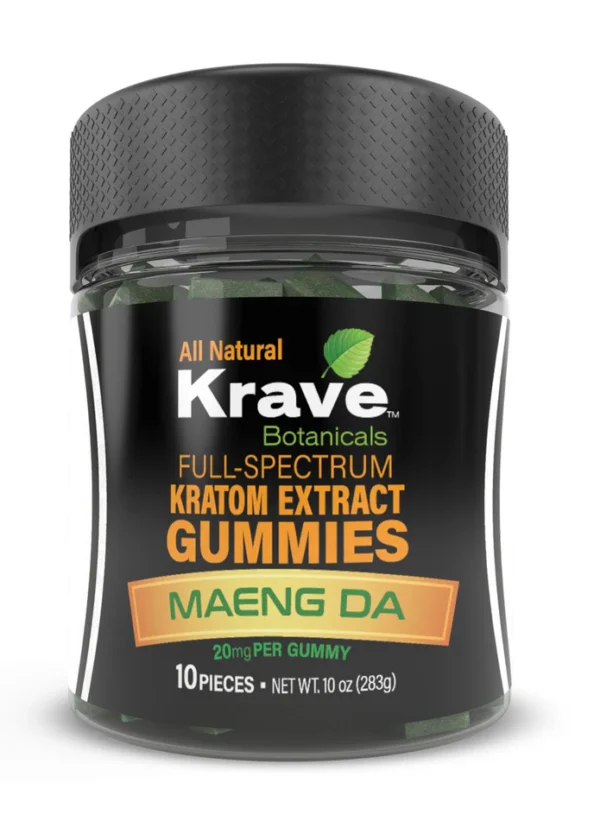 Krave Botanicals Full Spectrum Maeng Da Kratom Extract Gummies – Energy, Focus & Mood