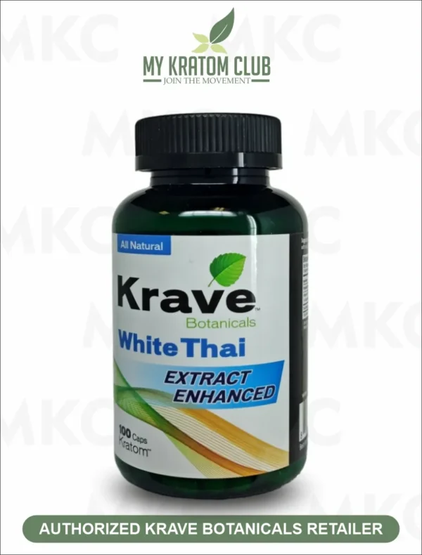 Krave Kratom White Thai Extract Enhanced Capsules 100 Count