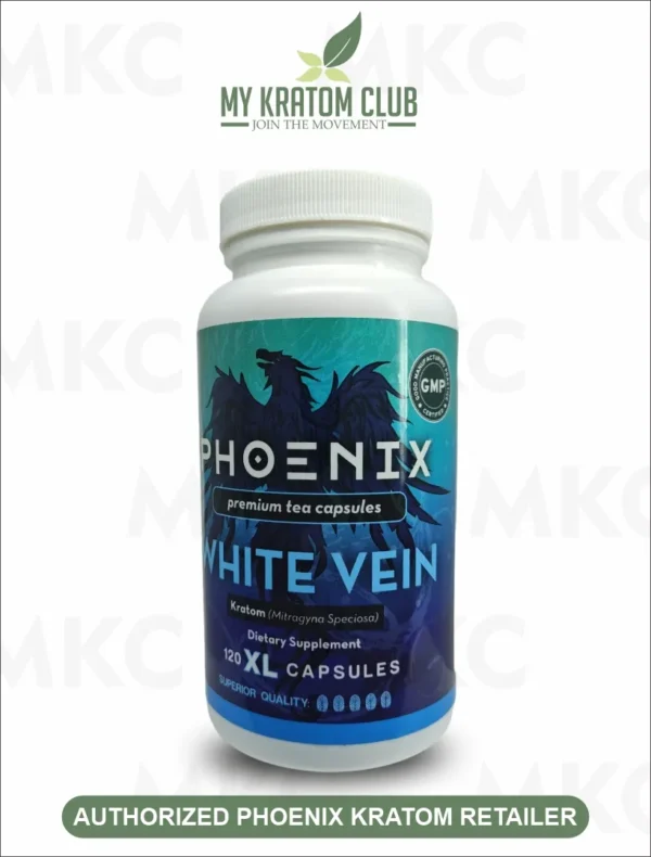 Phoenix White Vein Kratom XL Capsules, 1 Gram Capsules (2 Sizes)